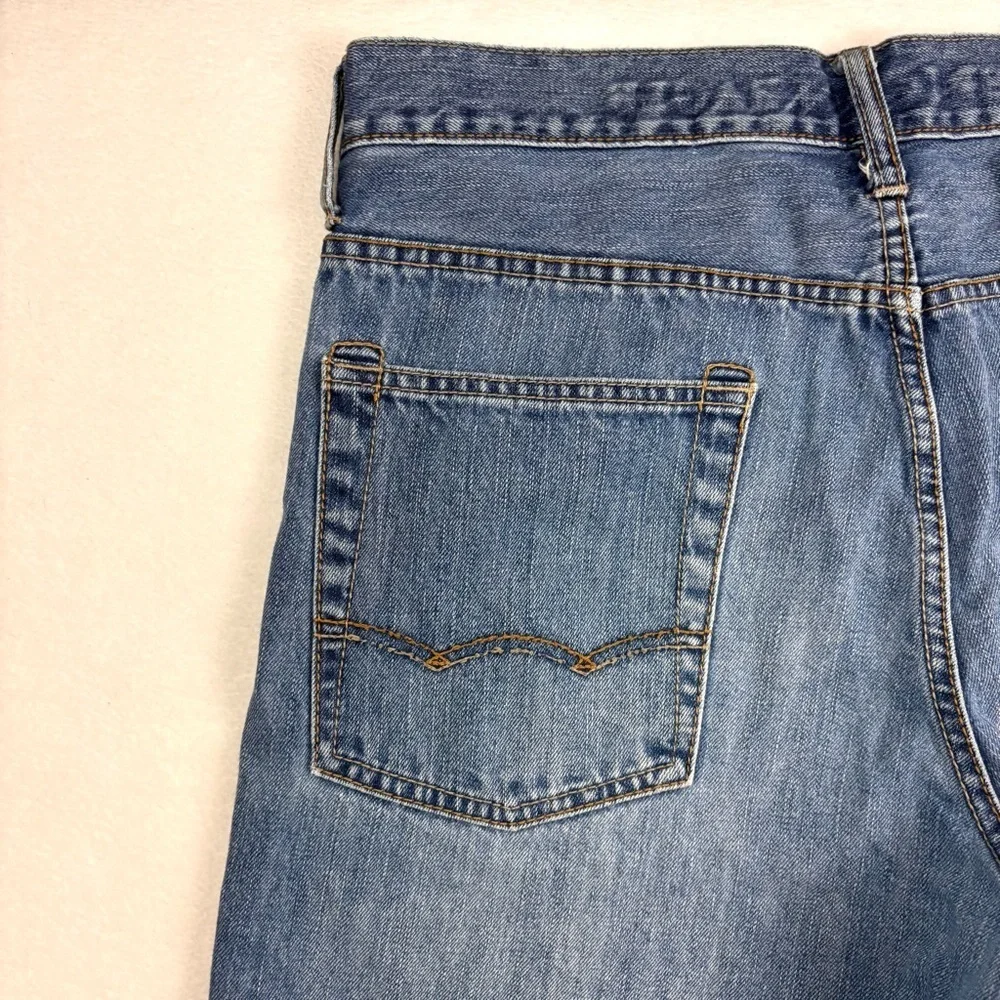 American Eagle Men’s Med Wash Lowrise Faded Whiskered Denim Jean Size 32X34
